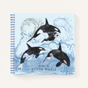 Incredible Black and White Watercolor Orcas Notizblock