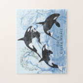 Incredible Black and White Watercolor Orcas Puzzle (Vertikal)