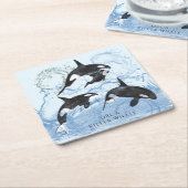 Incredible Black and White Watercolor Orcas Rechteckiger Pappuntersetzer (angewinkelt)