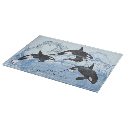Incredible Black and White Watercolor Orcas Schneidebrett (Ecke)