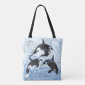 Incredible Black and White Watercolor Orcas Tasche (Rückseite)