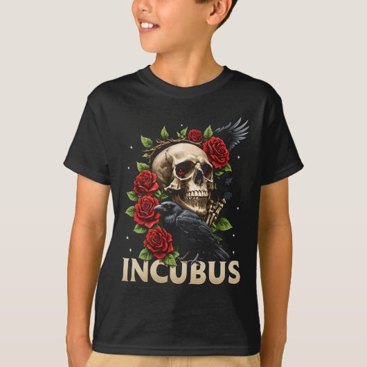 Incubus Crow Links Skull Blume Halloween Kostüm 2 T-Shirt (Vorderseite)