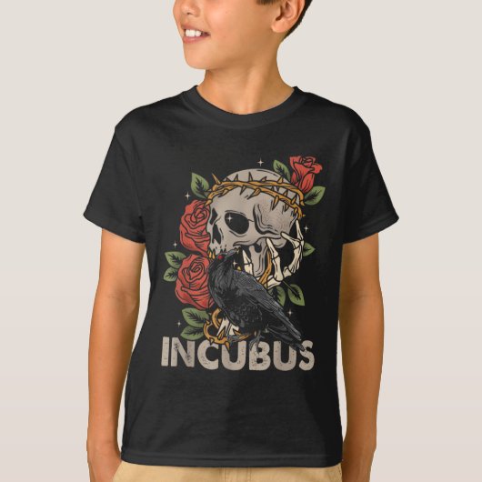 Incubus Crow Links Skull Blume Halloween-Kostüm T-Shirt (Vorderseite)