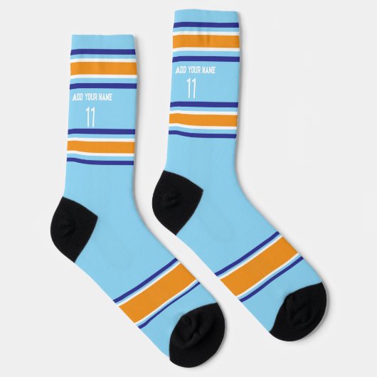 Indego and blue & orange - Name Number Socks Socken (Rechts)