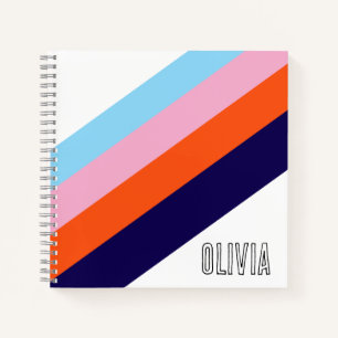 IndegoPink OrangeLila Streifen  Personalisierter N Notizblock