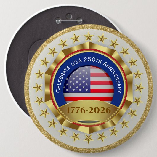 Independence 4th of July, 250th American Birthday Button (Vorne & Hinten)