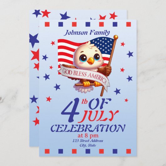 Independence Day 4th of July God Bless America🇺🇸 Einladung (Vorne/Hinten)