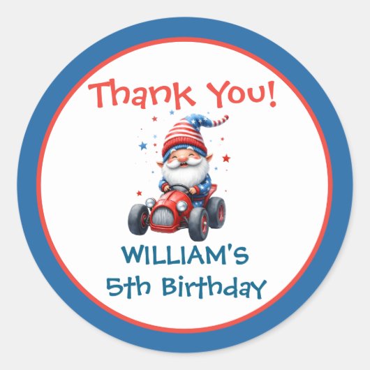 Independence Day Cute Gnome Birthday Runder Aufkleber (Vorderseite)