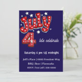 Independence Day July 4th Party Invite  (Stehend Vorderseite)