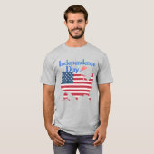 Independence Day USA Flag Map Men's Patriotic T-Shirt (Vorne ganz)