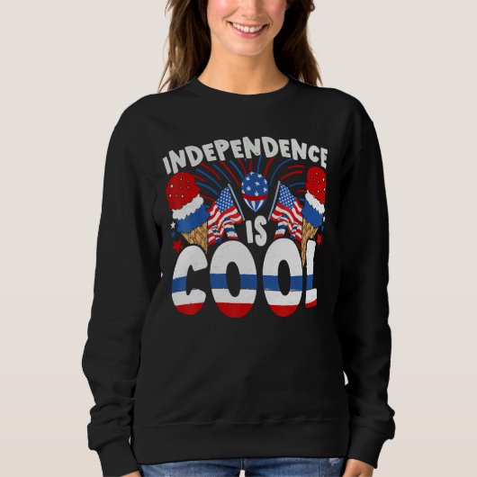 Independence Is Cool Blue White Red Ice Cream Cone Sweatshirt (Vorderseite)