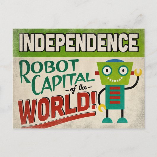 Independence Missouri Robot - Funny Vintag Postkarte (Vorderseite)