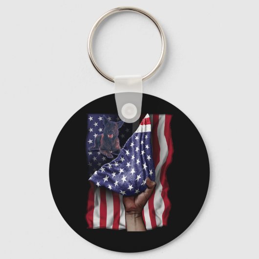 Independence US Flag Dutch Shepherd Schlüsselanhänger (Vorderseite)