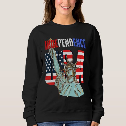 Independence USA America Patriotic Statue of Liber Sweatshirt (Vorderseite)