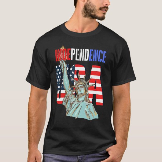 Independence USA America Patriotic Statue of Liber T-Shirt (Vorderseite)