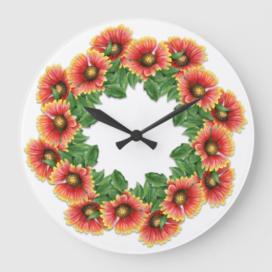 Inder Blanketflower Wanduhr (Vorderseite)