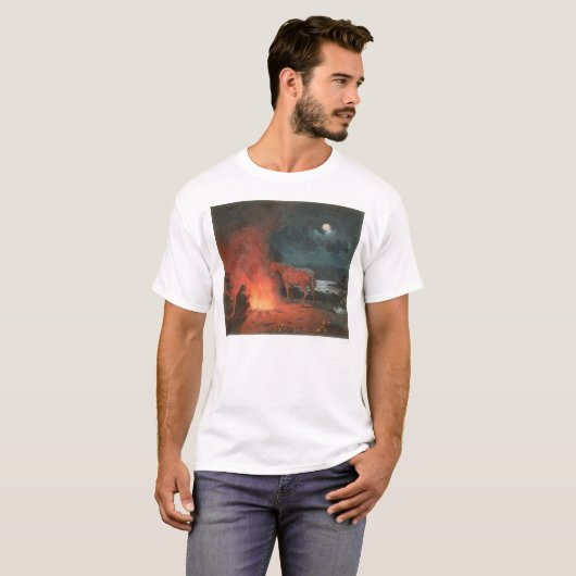 Inder durch ein Lagerfeuer (0744A) T-Shirt (Vorne ganz)