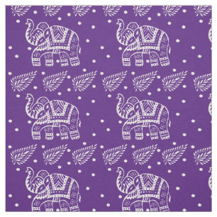 Inder Paisley und Elefant Block-Druck lila Stoff