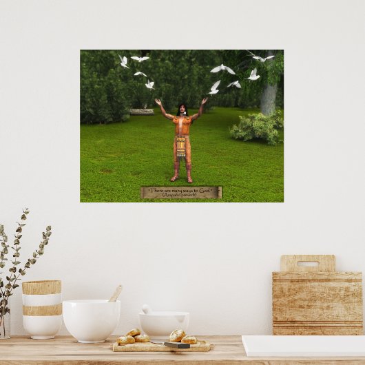 Inder und Tauben mit Sprichwörtern Poster (Küche)