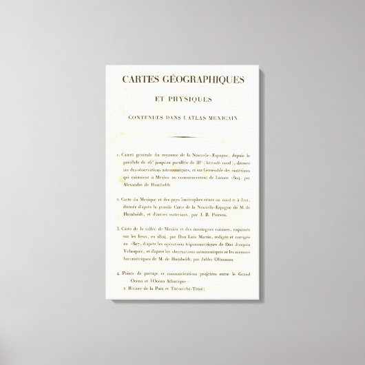 Index 1 Neues Spanien Leinwanddruck (Vorderseite)