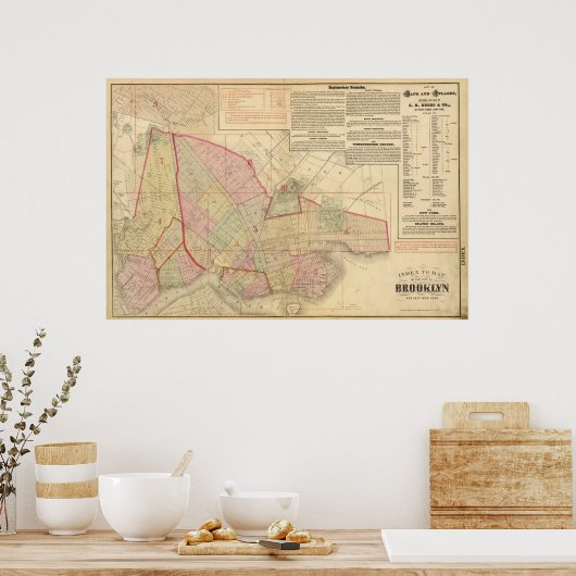 Index Brooklyn-Karte Poster (Küche)