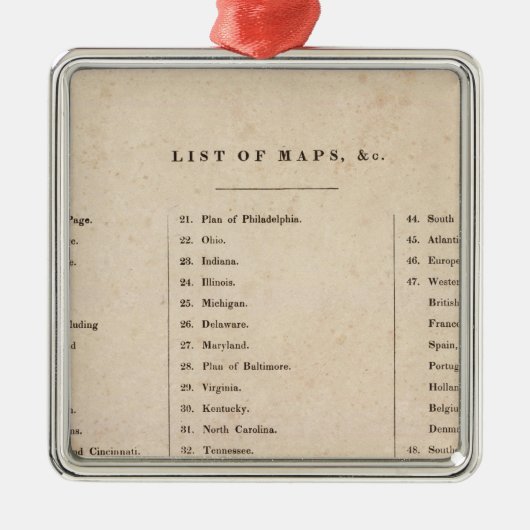 Index des allgemeinen Atlasses der Welt Ornament Aus Metall (Vorne)