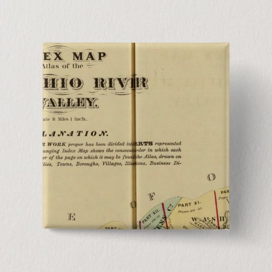 Index-Karte des Atlas des oberen Ohio-Flusses Button (Vorderseite)