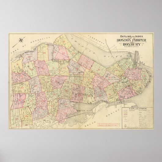 Index Karte von Boston Poster (Vorne)