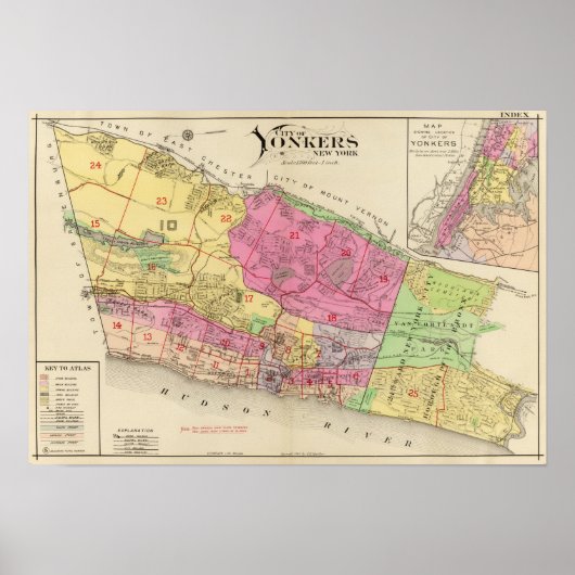 Index-Karte Yonkers atlas Poster (Vorne)