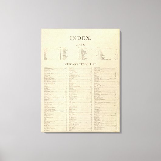 Index Neuer kommerzieller Atlas Leinwanddruck (Vorderseite)