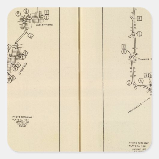 Indexkarte Albany, Saratoga Springs Quadratischer Aufkleber (Vorderseite)