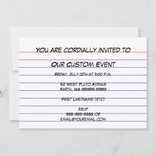 Indexkarte Einladung (Vorderseite)