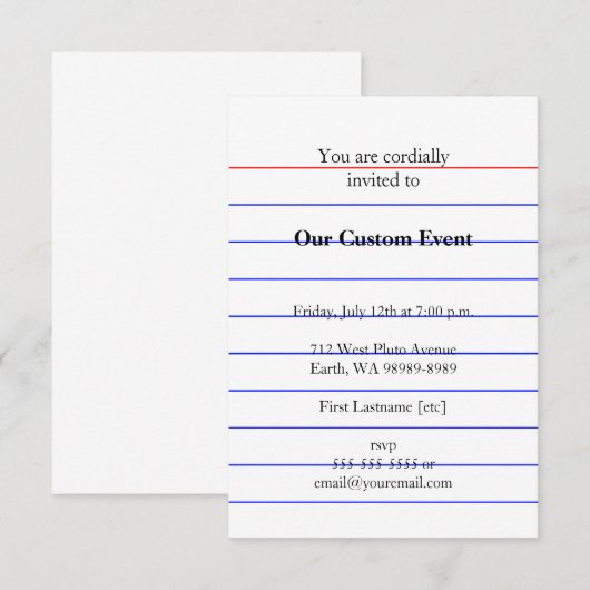 Indexkarte Einladung (Vorne/Hinten)