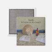 Indi, At Zuhause am Strand, mit Dank... Magnet (Vorderseite/Rückseite)