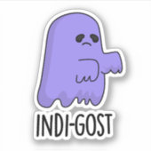 Indi-gost Funny Halloween Indigo Ghost Pun Aufkleber (Vorderseite)