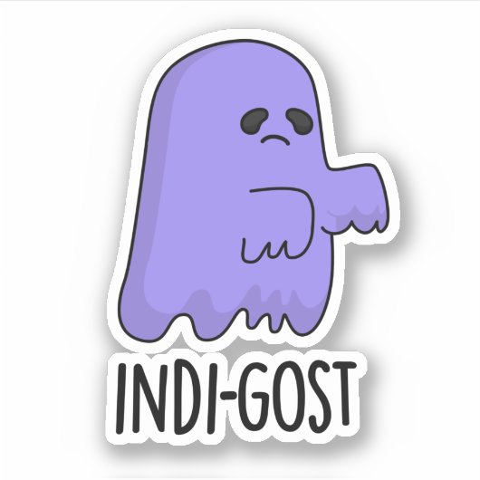 Indi-gost Funny Halloween Indigo Ghost Pun Aufkleber (Vorderseite)