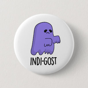 Indi-gost Funny Halloween Indigo Ghost Pun Button