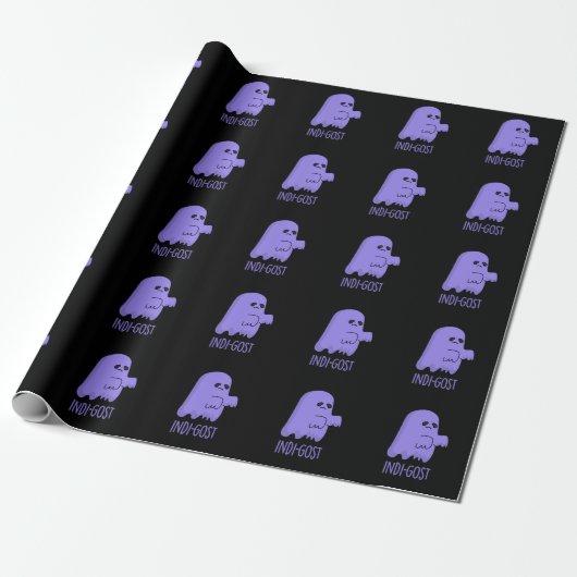 Indi-gost Funny Halloween Indigo Ghost Pun Dark BG Geschenkpapier (Ungerollt)