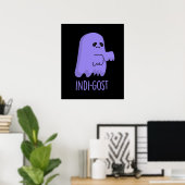 Indi-gost Funny Halloween Indigo Ghost Pun Dark BG Poster (Heimbüro)