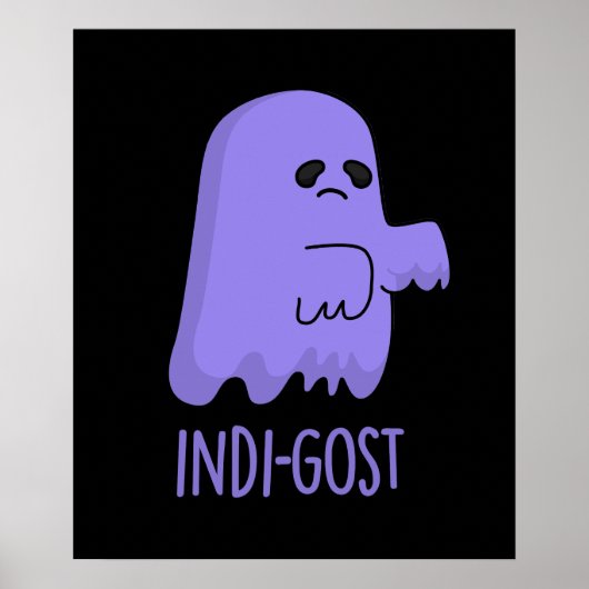 Indi-gost Funny Halloween Indigo Ghost Pun Dark BG Poster (Vorne)