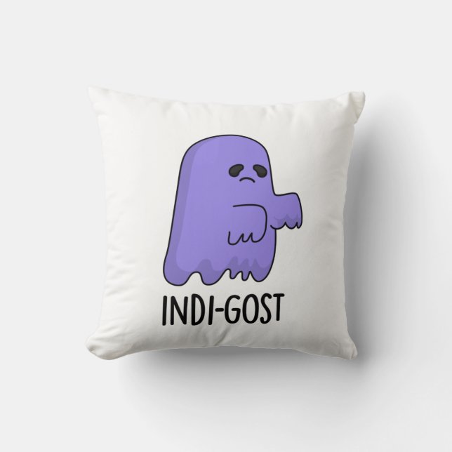 Indi-gost Funny Halloween Indigo Ghost Pun Kissen (Vorderseite)
