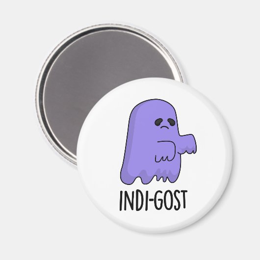 Indi-gost Funny Halloween Indigo Ghost Pun Magnet (Vorderseite/Rückseite)