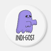 Indi-gost Funny Halloween Indigo Ghost Pun Magnet (Vorne)