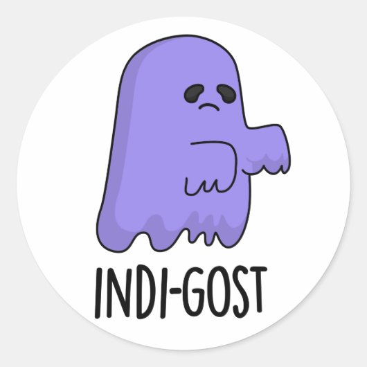 Indi-gost Funny Halloween Indigo Ghost Pun Runder Aufkleber (Vorderseite)