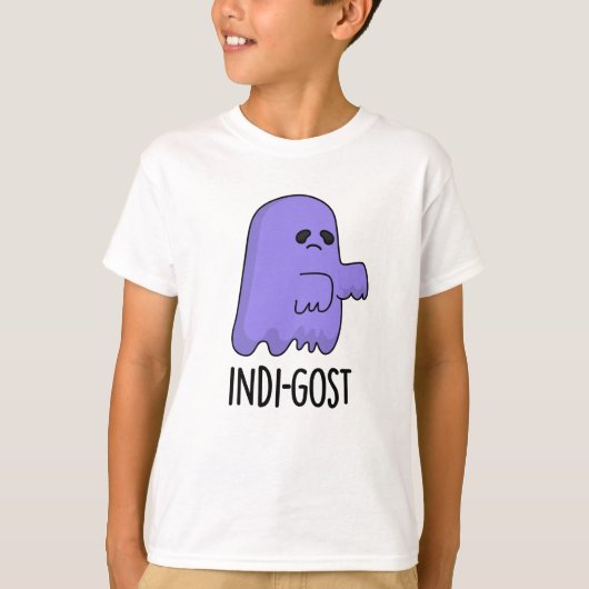 Indi-gost Funny Halloween Indigo Ghost Pun T-Shirt (Vorderseite)