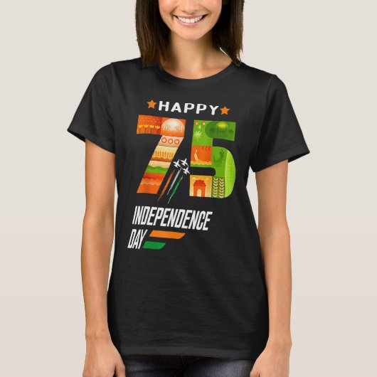 India 75th Independence Day India Independence Day T-Shirt (Vorderseite)