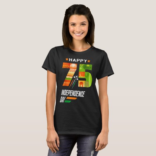 India 75th Independence Day India Independence Day T-Shirt (Vorne ganz)