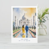 India Agra Taj Mahal Romantic Cityscape Wedding Co Save The Date (Stehend Vorderseite)