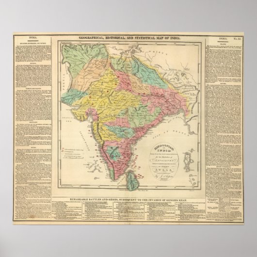 India Battles and Seiges Chonology Map Poster (Vorne)