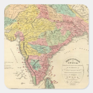 India Battles and Seiges Chonology Map Quadratischer Aufkleber